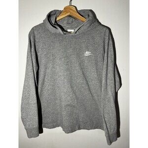 Nike Hoodie Mens M Gray Pullover Sweatshirt Long Sleeve Jogging 100% cotton